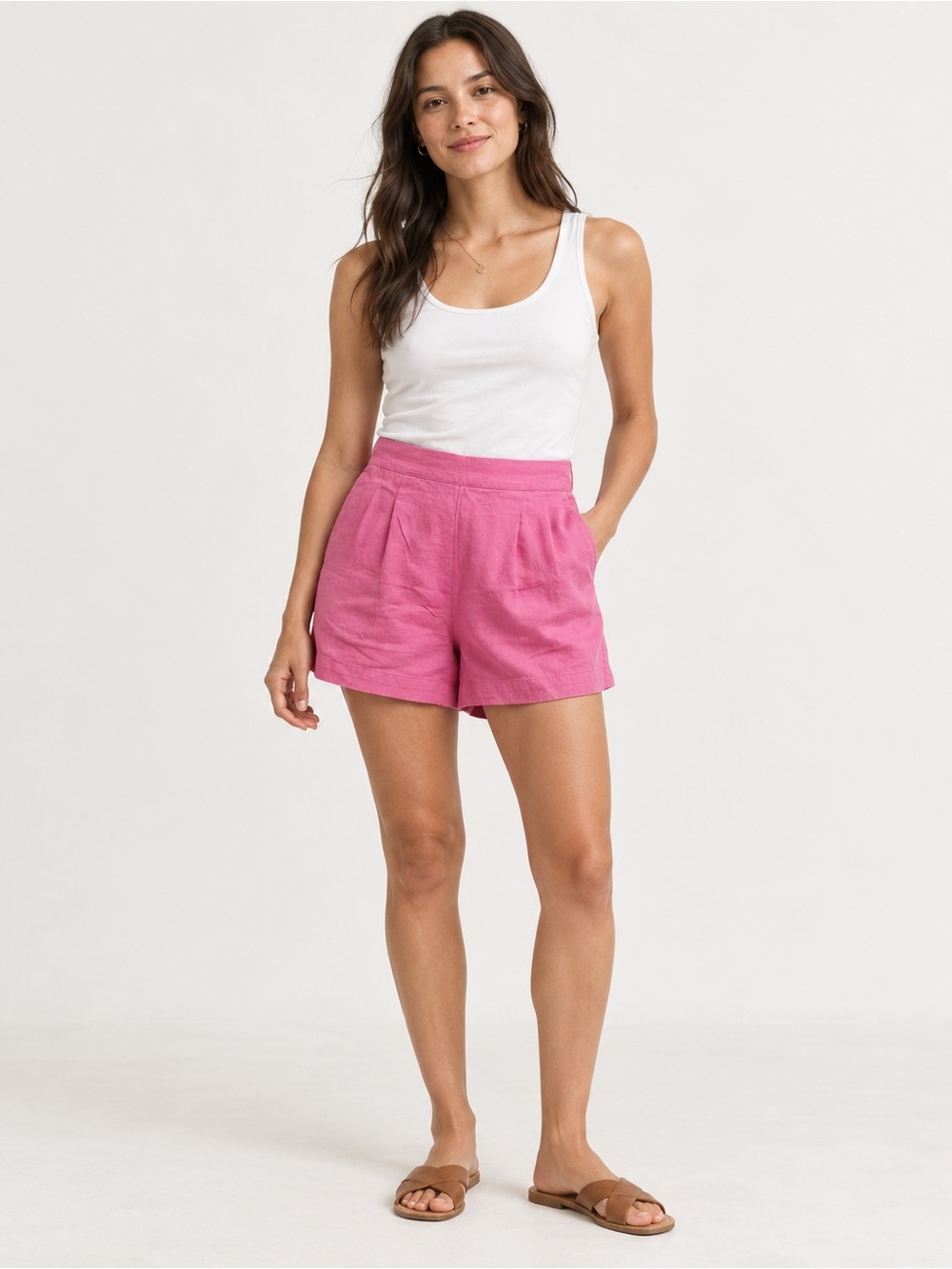 Madewell Clean Pull-On Shorts Linen Cotton Retro Pink XS